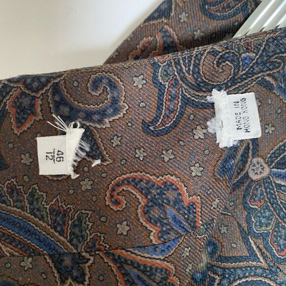 Vintage Midi Pleated Skirt M Olive Green Paisley Wool Silk Prairie Cottagecore - Picture 6 of 8